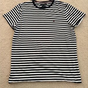 Tommy Hilfiger Men's Navy and White Striped Short Sleeve Tee